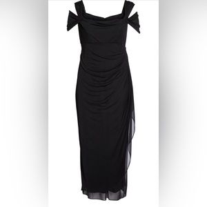 *LIKE NEW* Alex Evenings Black Cold Shoulder Ruffle Evening Gown